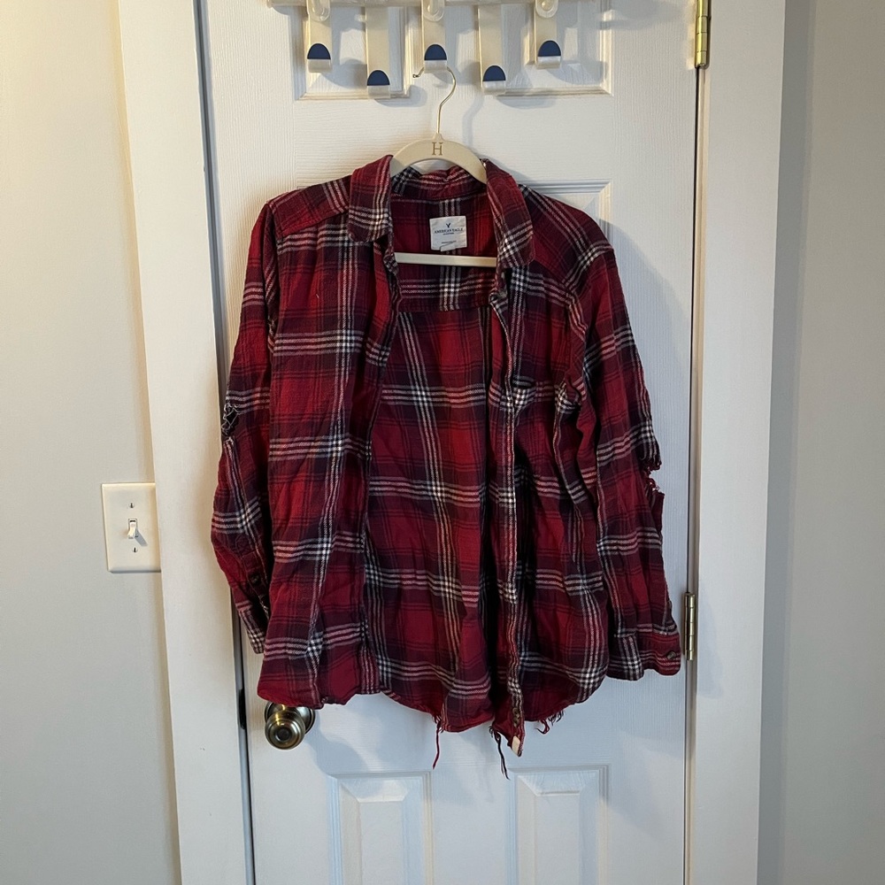 American Eagle Distressed Flannel